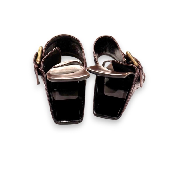 United Nude Loop Hi Sandals – Brown Leather with Gold Buckle – Size 39 - Picture 8 of 10